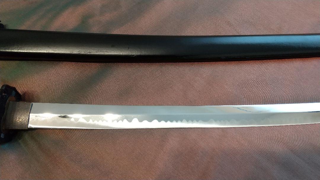 【互の目刃紋様】模造刀 黒拵え 大刀 模擬刀 鐺 鞘 katana sword