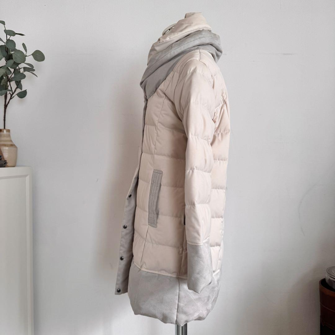 ランキング2025 美品】Lサイズ ヨソオウ スウェード切替ダウンコート 白 サイズ ジャケット・アウター