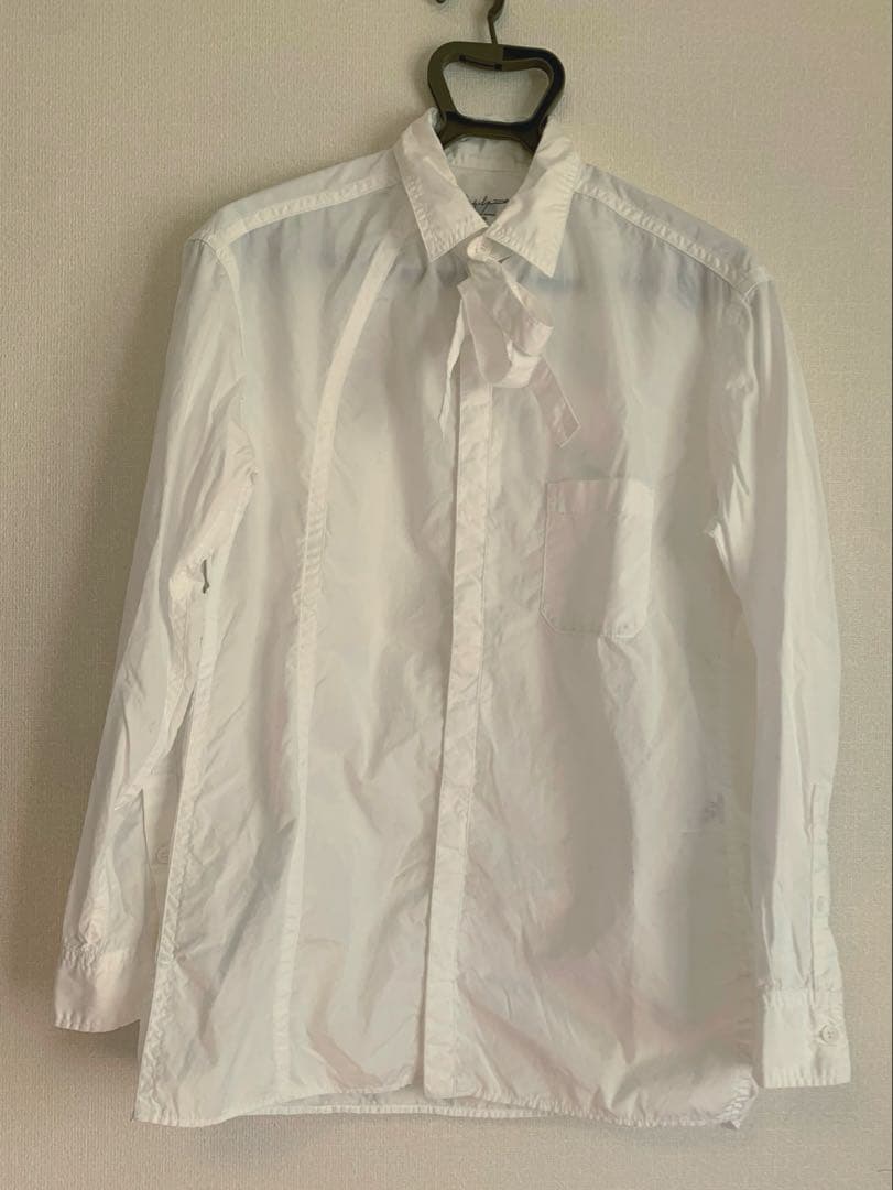 ほぼ未着用 ヨウジヤマモトプールオム100双ブロード環縫い リボンコードシャツM・Yohji Yamamoto POUR HOMME