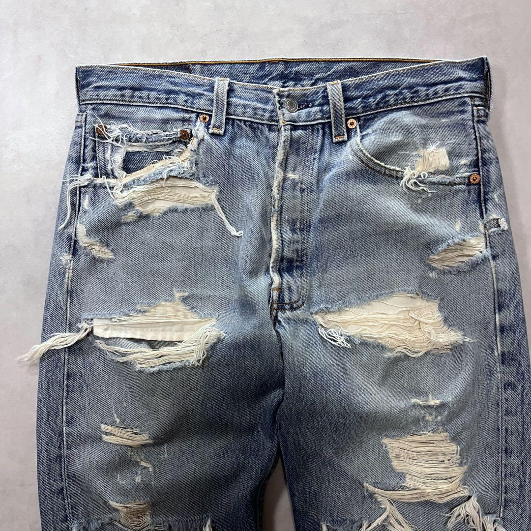 90s LEVI’S 501 グランジダメージデニム リーバイス 赤耳 BIGE