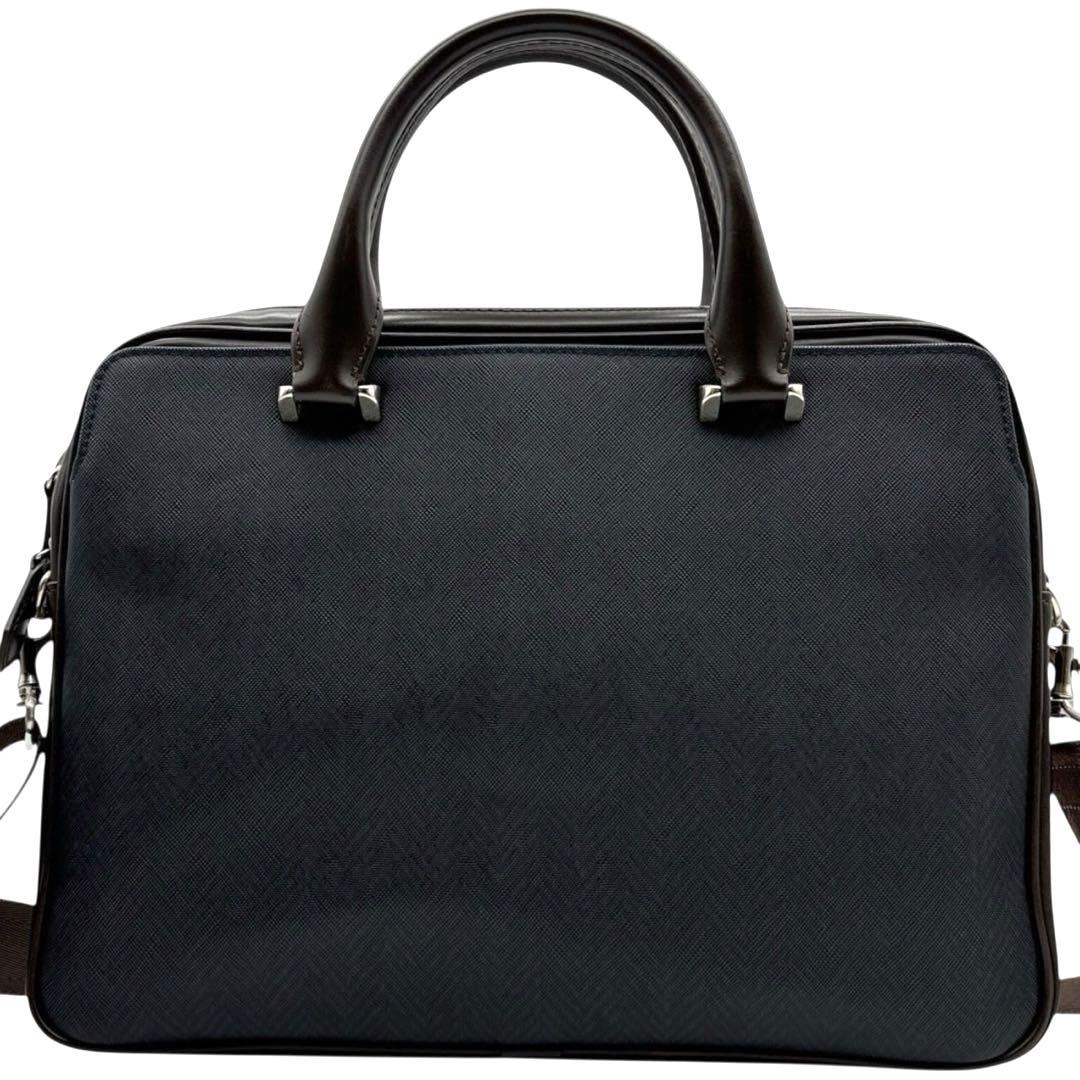 美品　タケオキクチ　ビジネスバッグ　2way　ネイビー　ロゴ　A4◎　斜め掛け◎ 美品◎ タケオキクチ A4可 2way 斜めがけ ビジネスバッグ