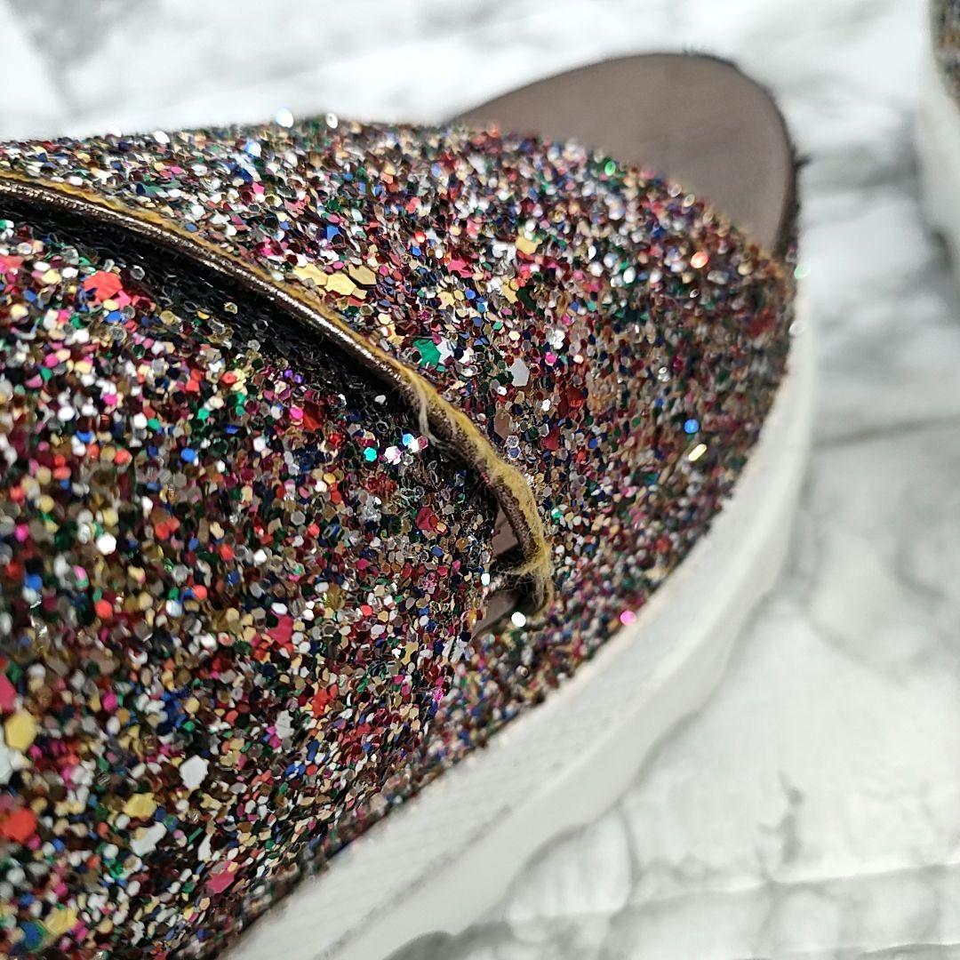 MIU MIU グリッター 厚底サンダル ラメ ストラップ 24.5cm