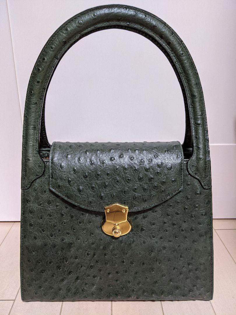 【値下げしました】オーストリッチ革ハンドバッグ お値下げしました】オーストリッチ 本革 ハンドバッグ