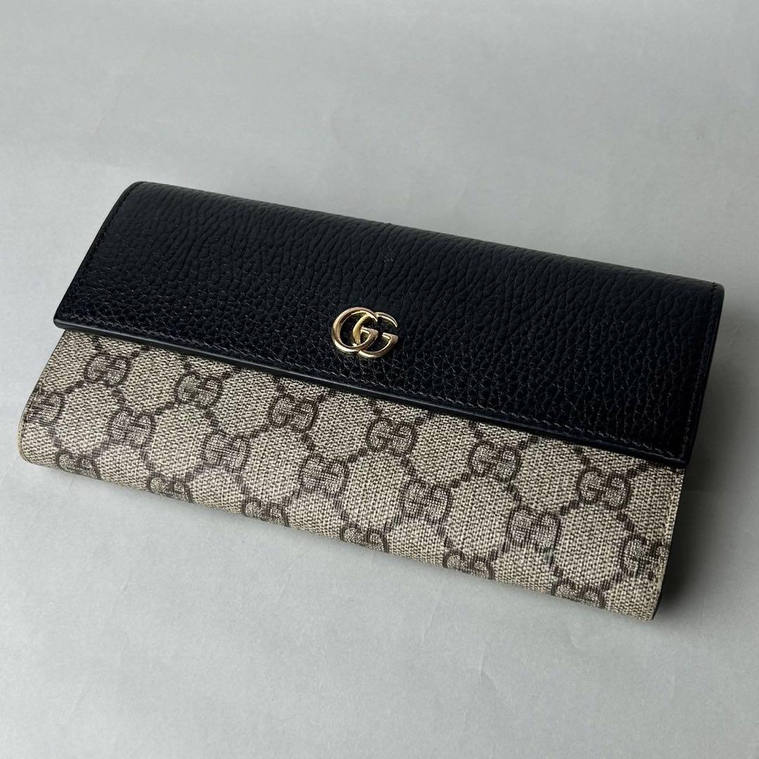 特売 未使用に近い】 GUCCI GGマーモント ウォレット コンチネンタル 小物
