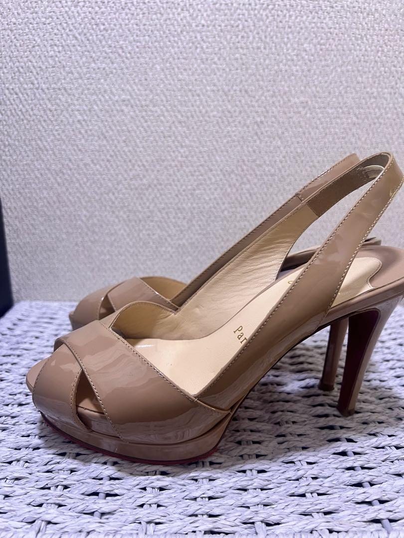 ルブタン レース オープントゥ ハイヒール パンプス バック
