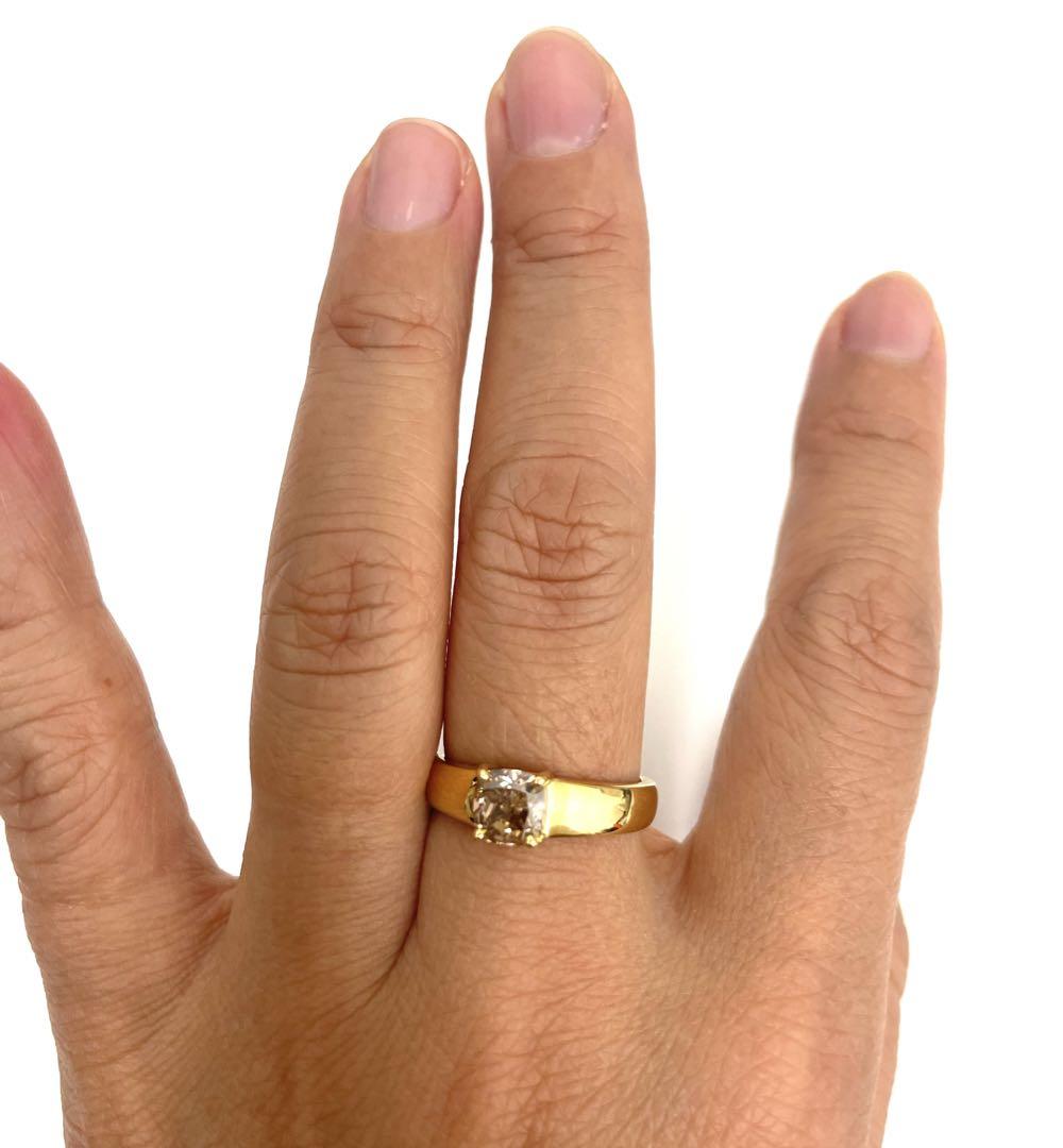 超美品 天然ダイヤモンド 一粒1カラット 18金 D1.00ct K18 リング 画像11