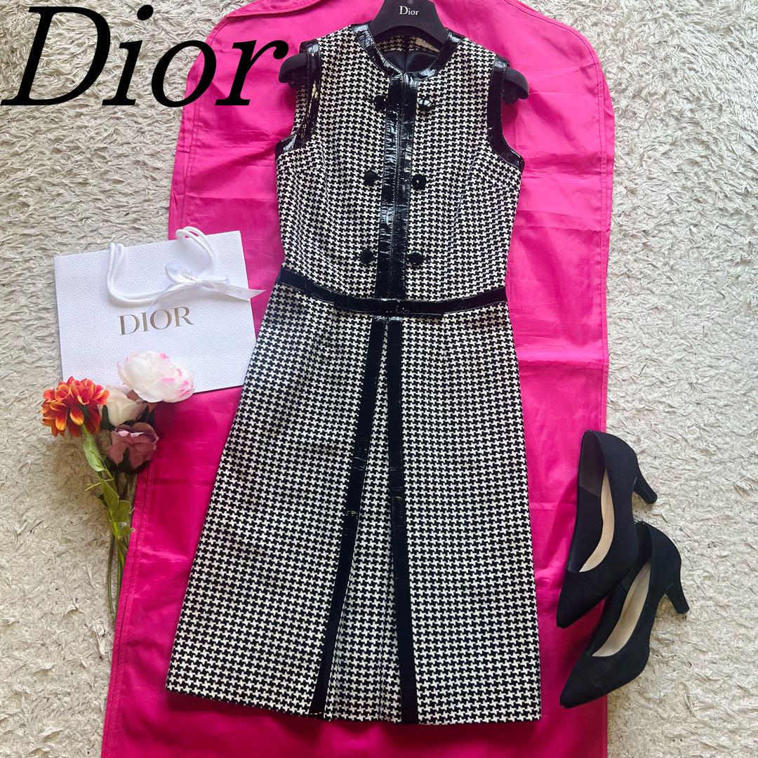 驚きの価格 【美品】Christian Dior 千鳥柄ロングワンピース
