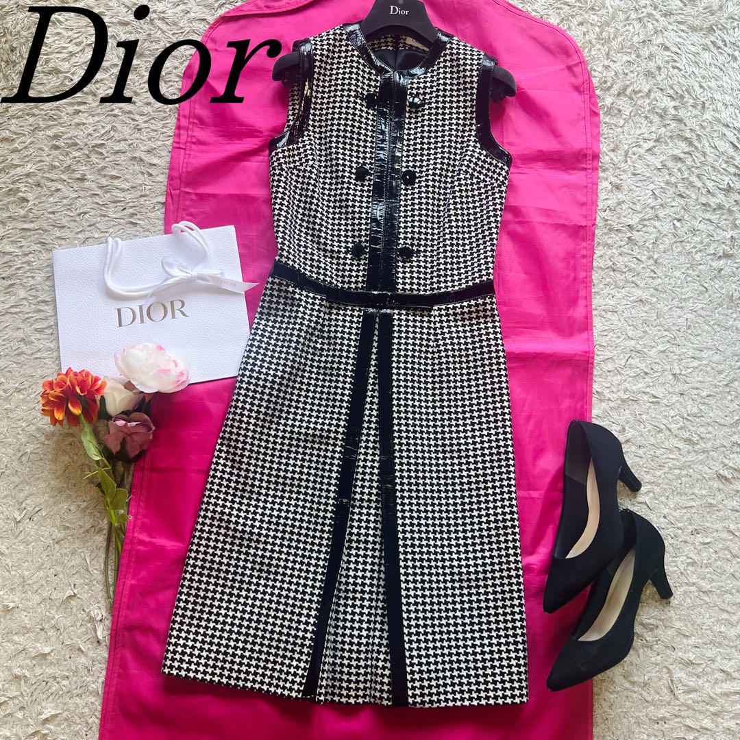 超特価sale開催！】 【美品】Christian Dior 千鳥柄ロングワンピース