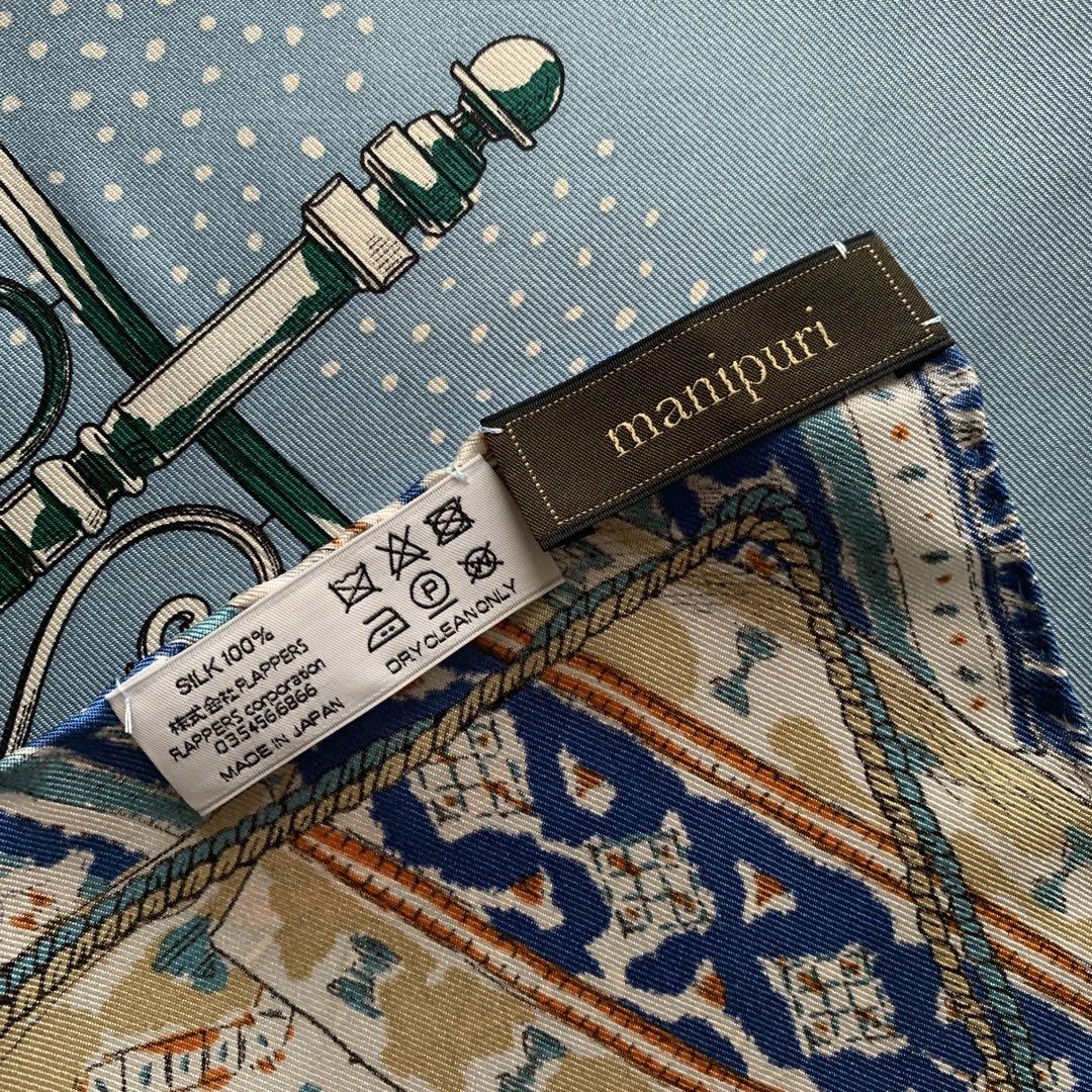 【美品】manipuri 気球柄シルクスカーフ65