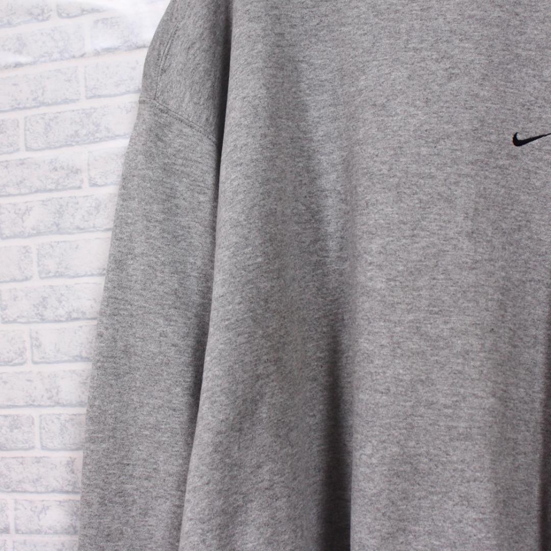 90s NIKE スウォッシュロゴ 刺繍 スウェット トレーナー ナイキ グレー