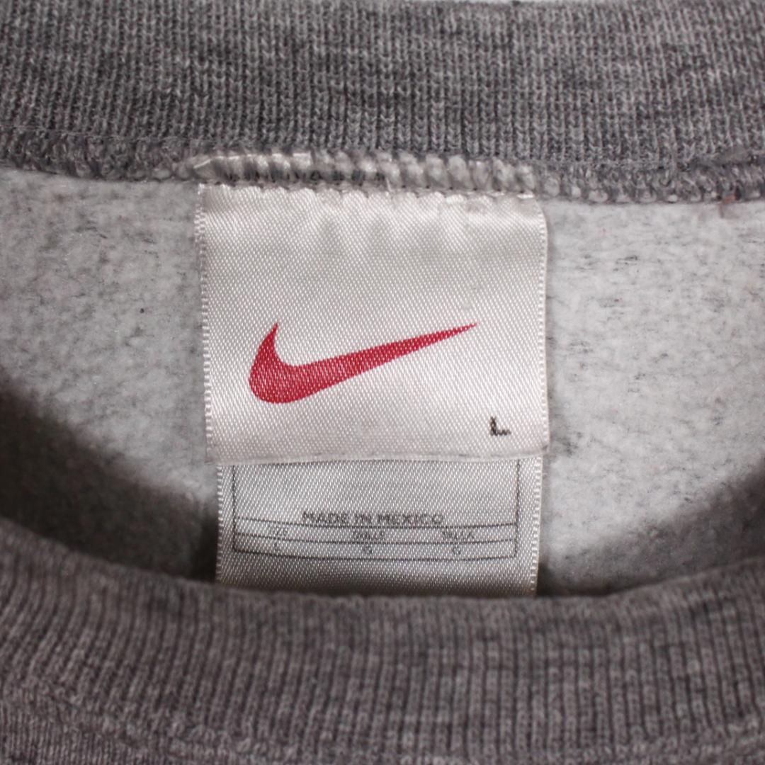 90s NIKE スウォッシュロゴ 刺繍 スウェット トレーナー ナイキ グレー
