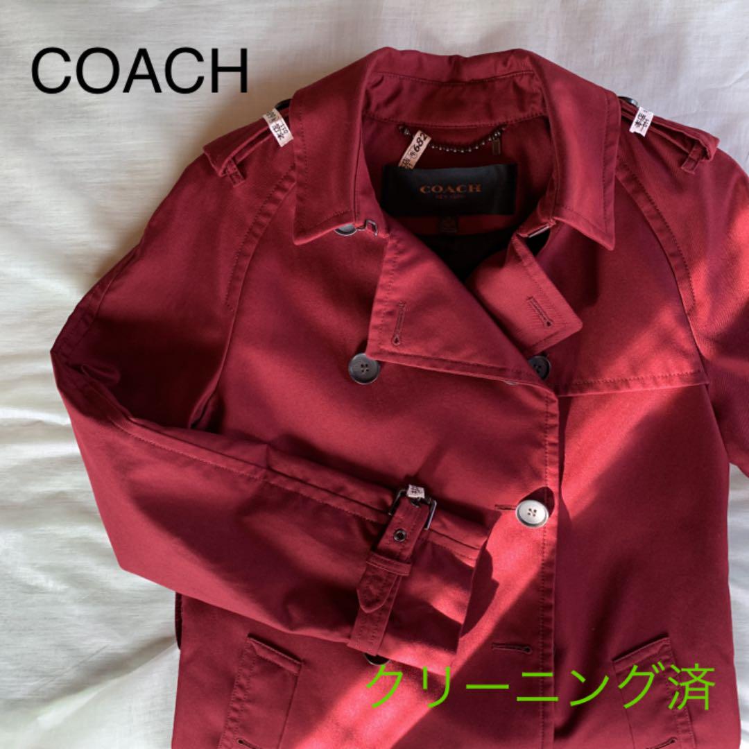 COACH  トレンチコート　ワインレッド　クリーニング済