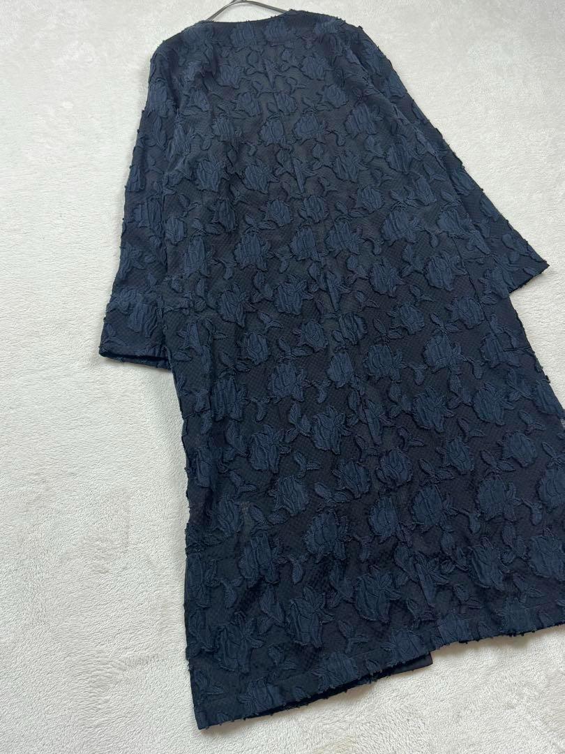 【新品】スローブイエナ　カットジャガードロングガウン　総柄　花柄刺繍　黒ブラック