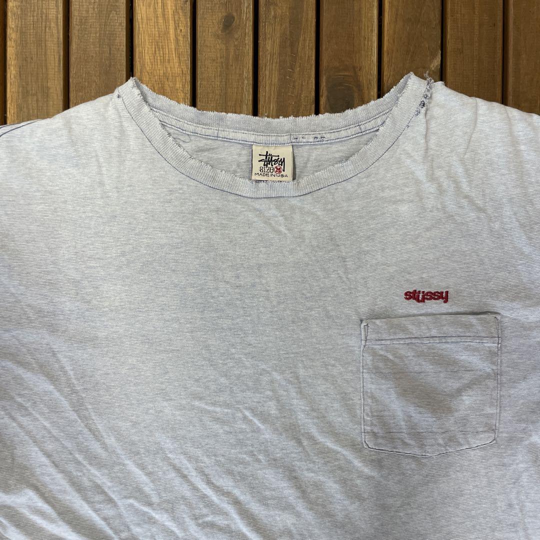 90s USA製 OLD Stussy ポケット Tシャツ ポケT 白タグ ボロ