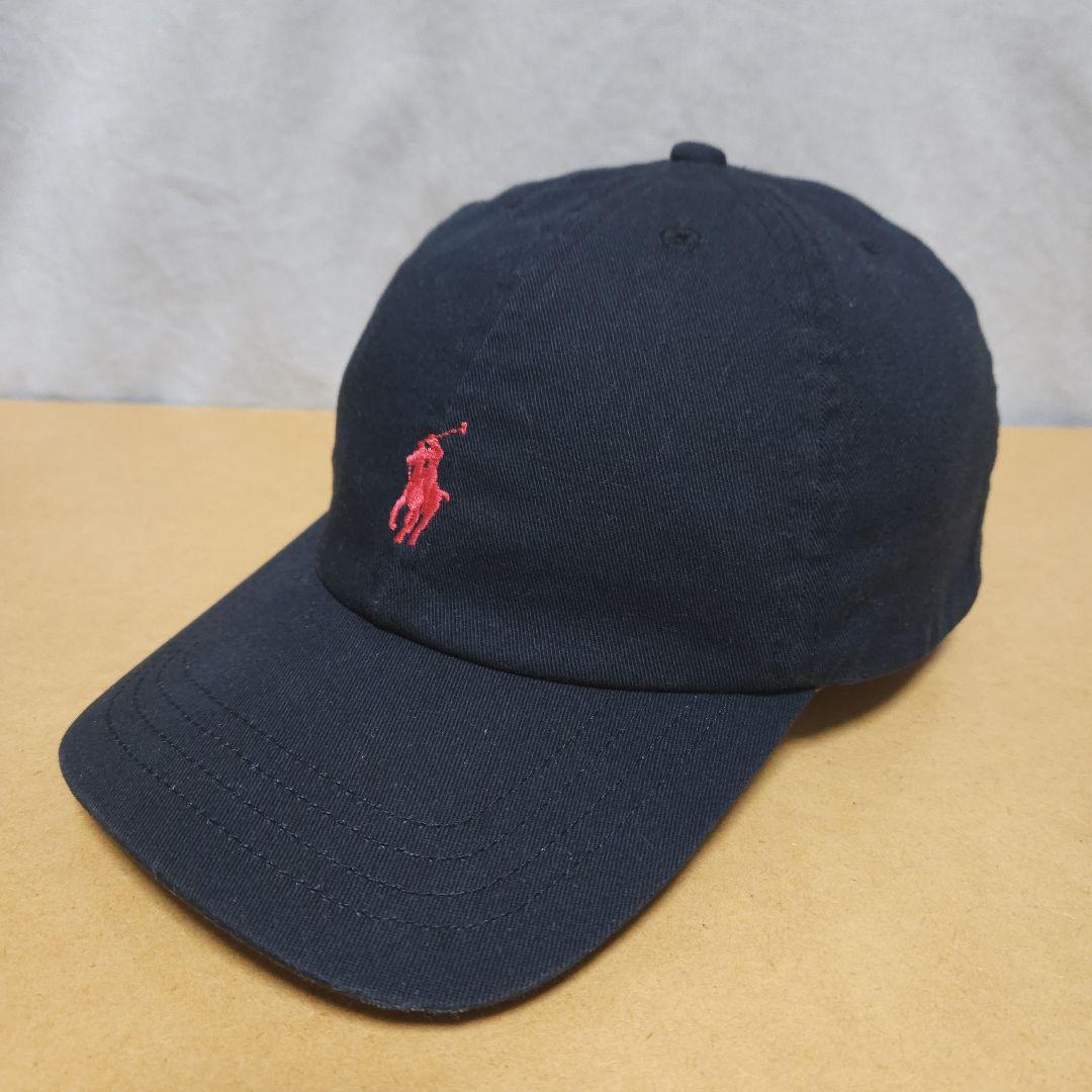 POLO キャップ 黒 ブラック ポロ ラルフローレン ポニー 古着 小さめ