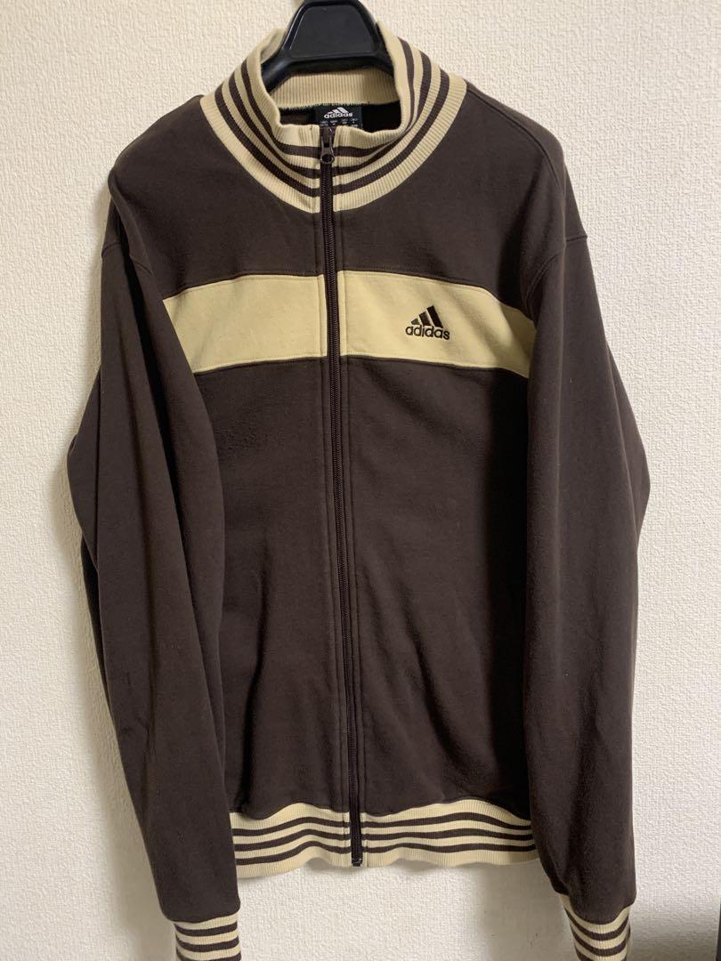 【adidas 】ブラウンストライプ ジップアップジャケット　 Lサイズ adidas 】ブラウンストライプ ジップアップジャケット Lサイズ