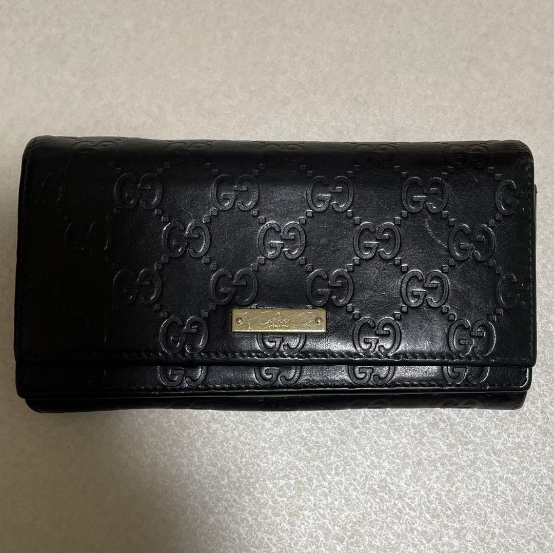 GUCCI グッチシマ GG柄 レザー 二つ折り 長財布 ブラック 付属品