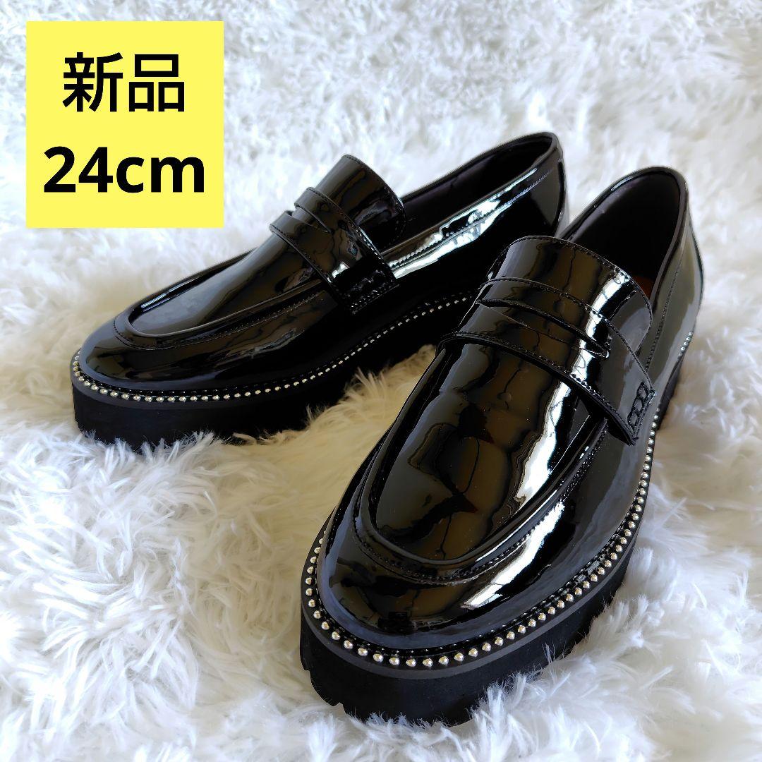 新品 GEMMALINN ジェマリン スタッズ ローファー レイン エナメル
