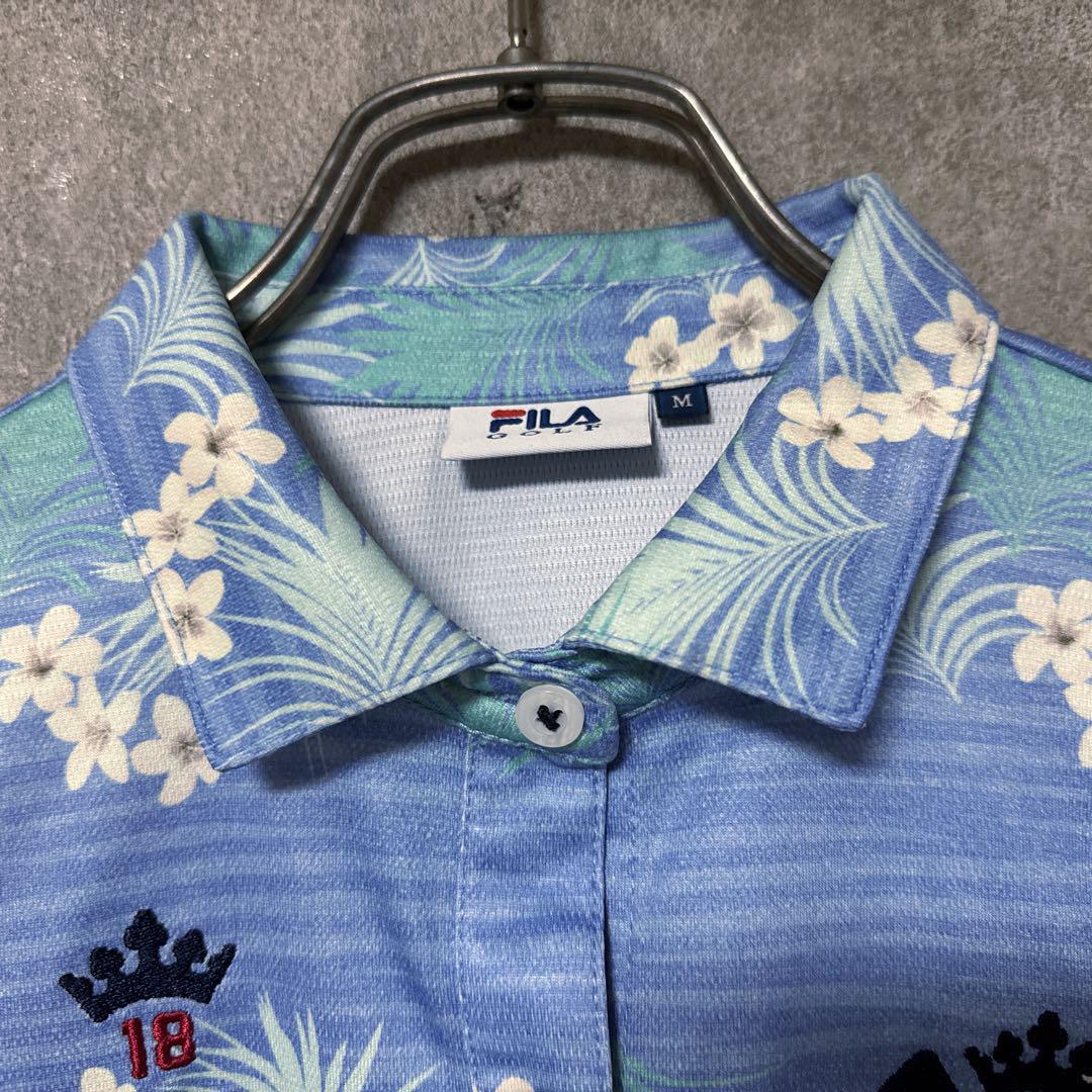 FILA GOLF フィラゴルフ 総柄 ポロシャツ 半袖 ゴルフ ウェア 花柄