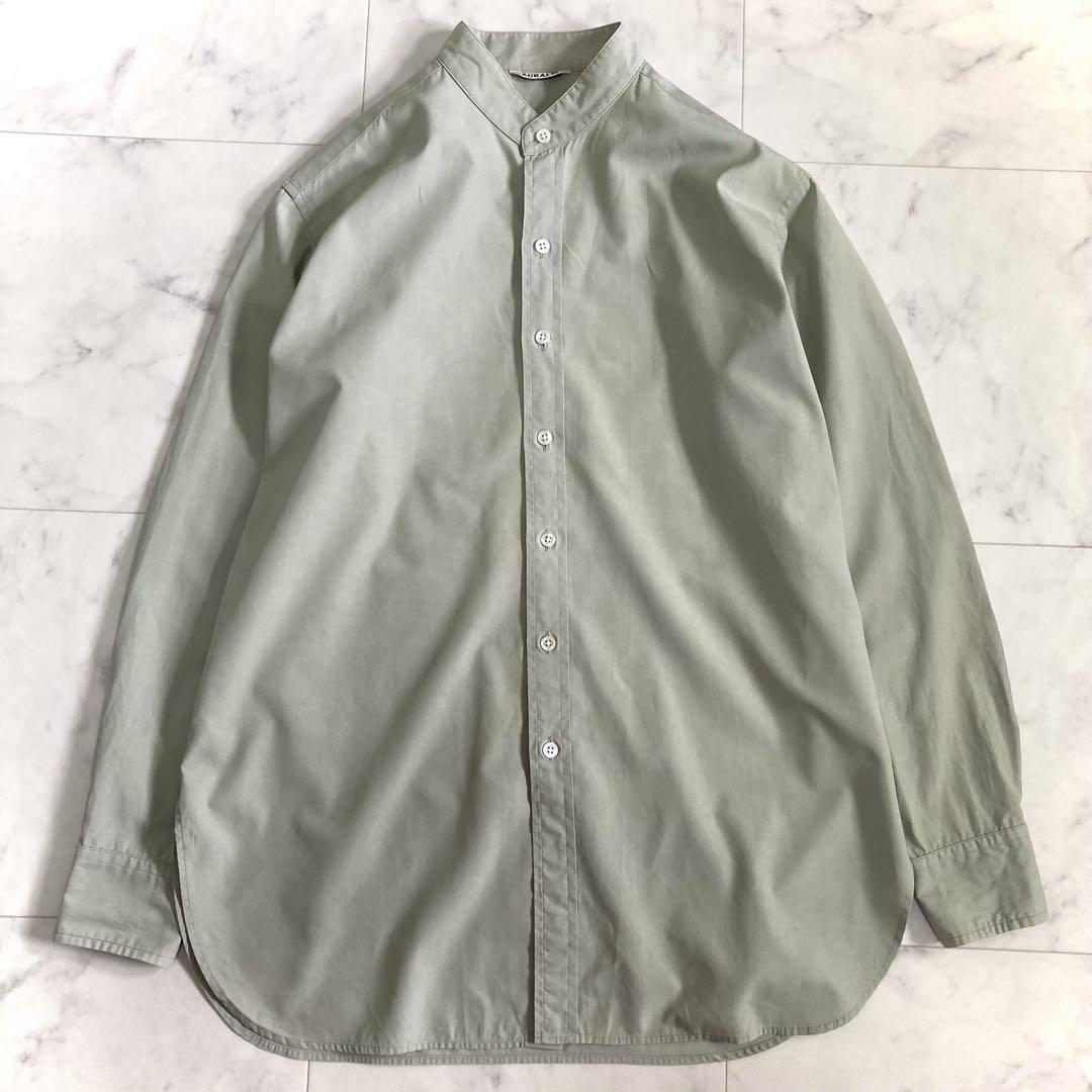 オーラリー WASHED FINX TWILL SHIRTS バンドカラー