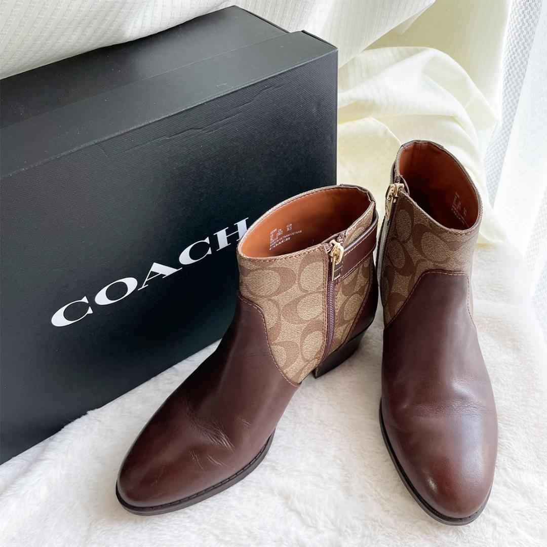COACH コーチ シグネチャー ショート ブーツ ブーティー 23cm 美品 ファッション COACH コーチ シグネチャー ショート ブーツ ブーティー 23cm 美品 ファッション