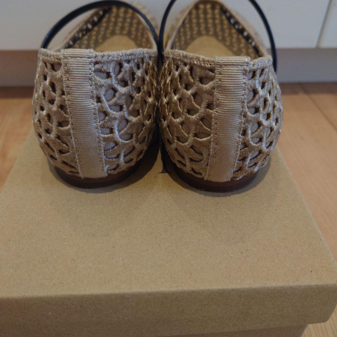 【極美品】LE TALON ルタロン　スクエアクロシェストラップフラットシューズ