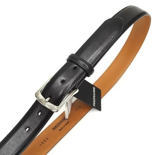 E06736 新品 MAGNANNI レザーベルト チャコール：FREE