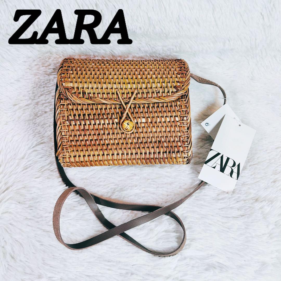 ZARAザラバスケットカゴバック ショルダー バッグMレザー