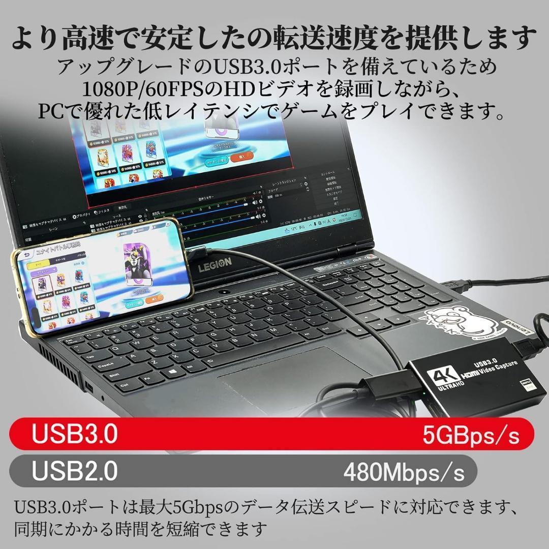 3時間限定価格】C.AMOUR 4K HDMI パススルー キャプチャーボード