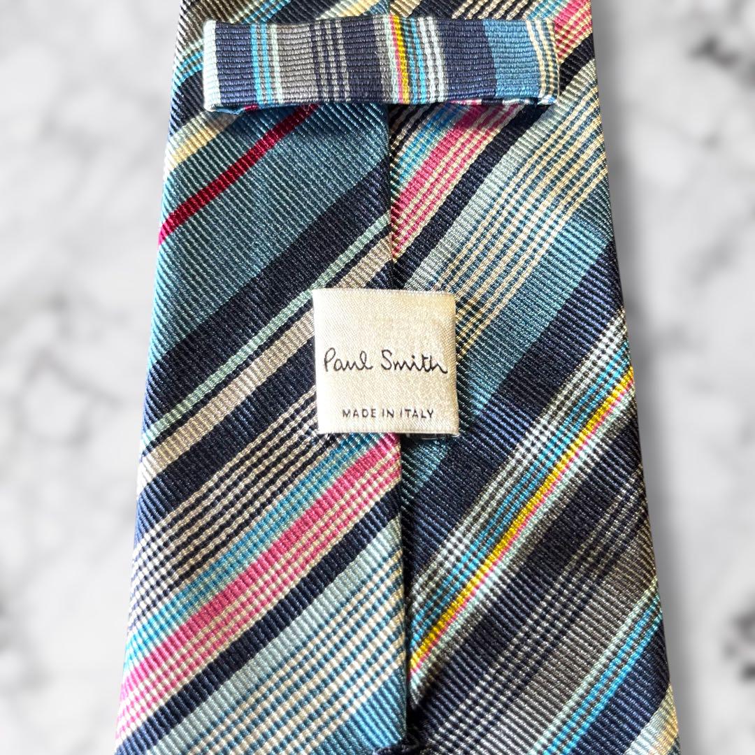 ✨極美品✨Paul Smith ポールスミス　ネクタイ　マルチストライプ　水玉 極美品】 ポールスミス ネクタイ マルチストライプ ブルー 水玉