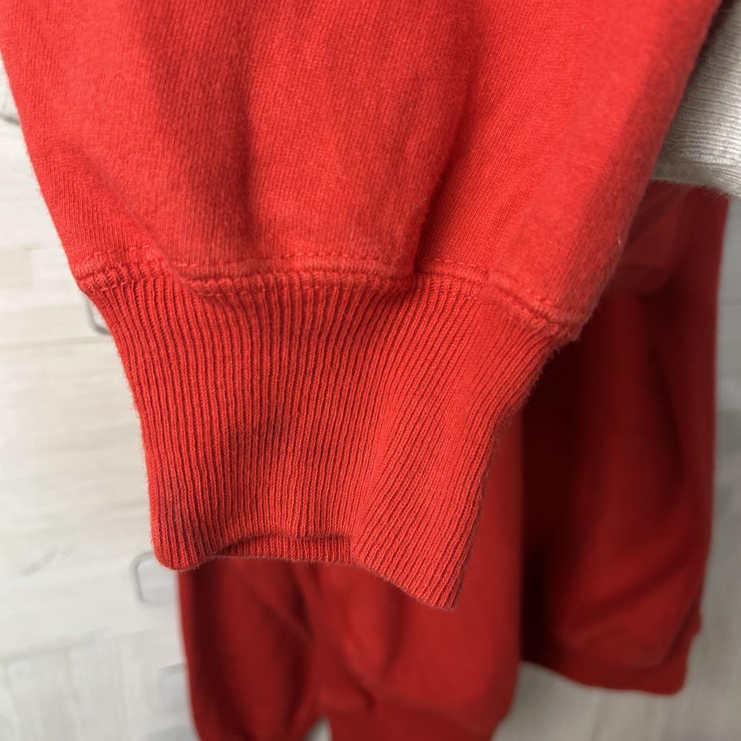 プルオーバーパーカー　リバースウィーブ　ビンテージ90s 刺繍ロゴ　カレッジロゴ