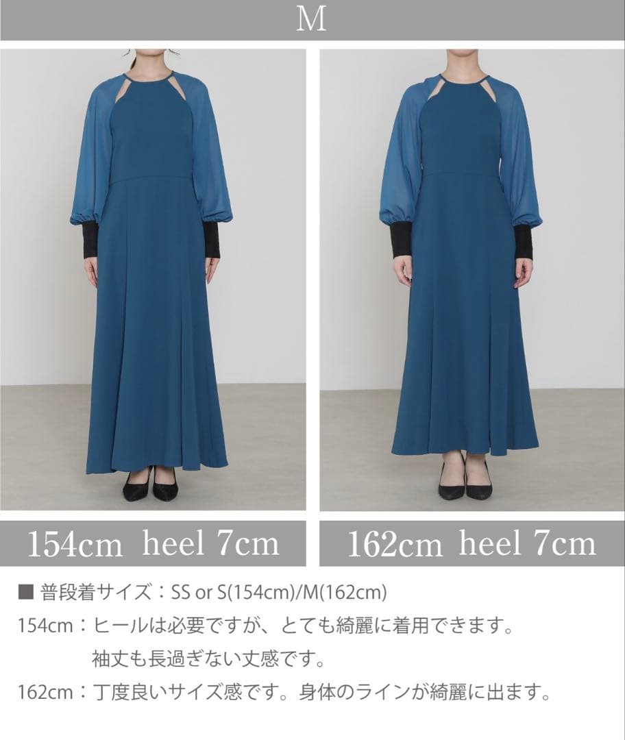 kana シフォンボリューム デコルテカット　パーティードレス