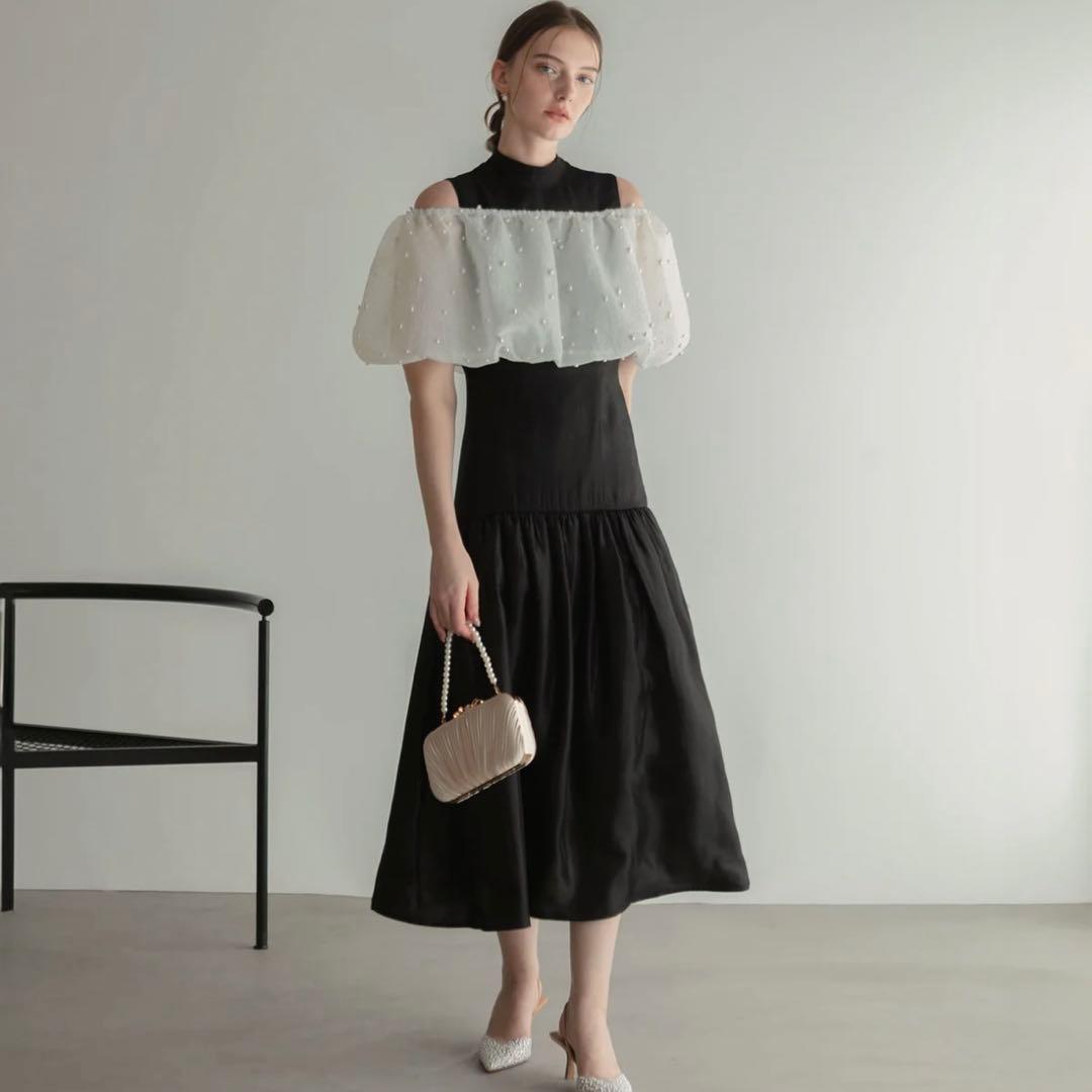 Leja パールラメボレロオフショルダーワンピースドレス