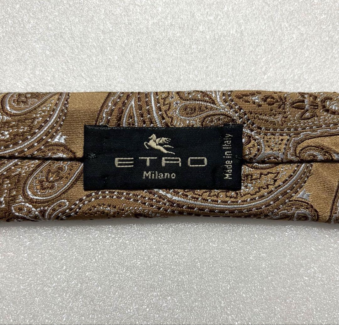 極美品 ETRO ネクタイ ペイズリー シャンパンゴールド 光沢