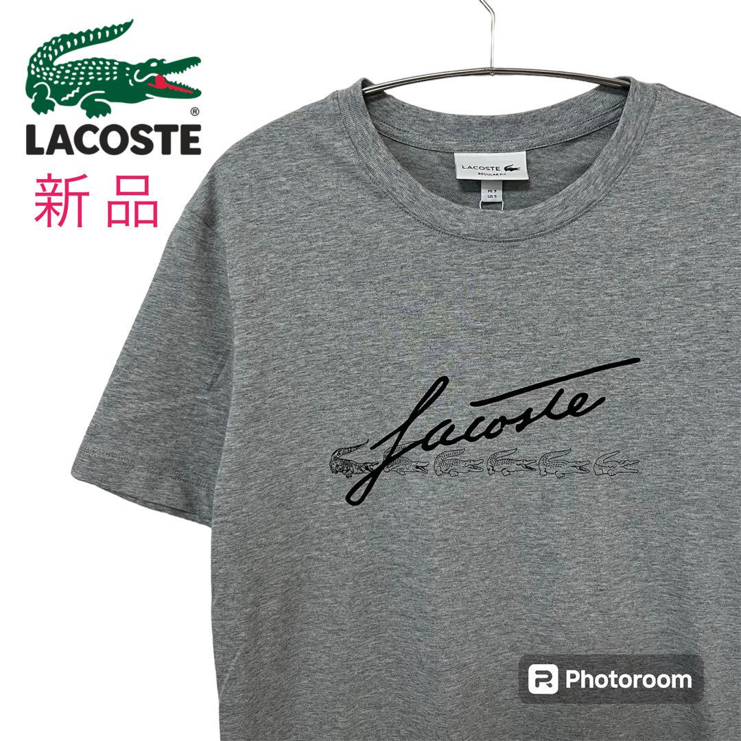 【新品】ラコステ LACOSTE スクリプトブランドネームロゴプリントTシャツ