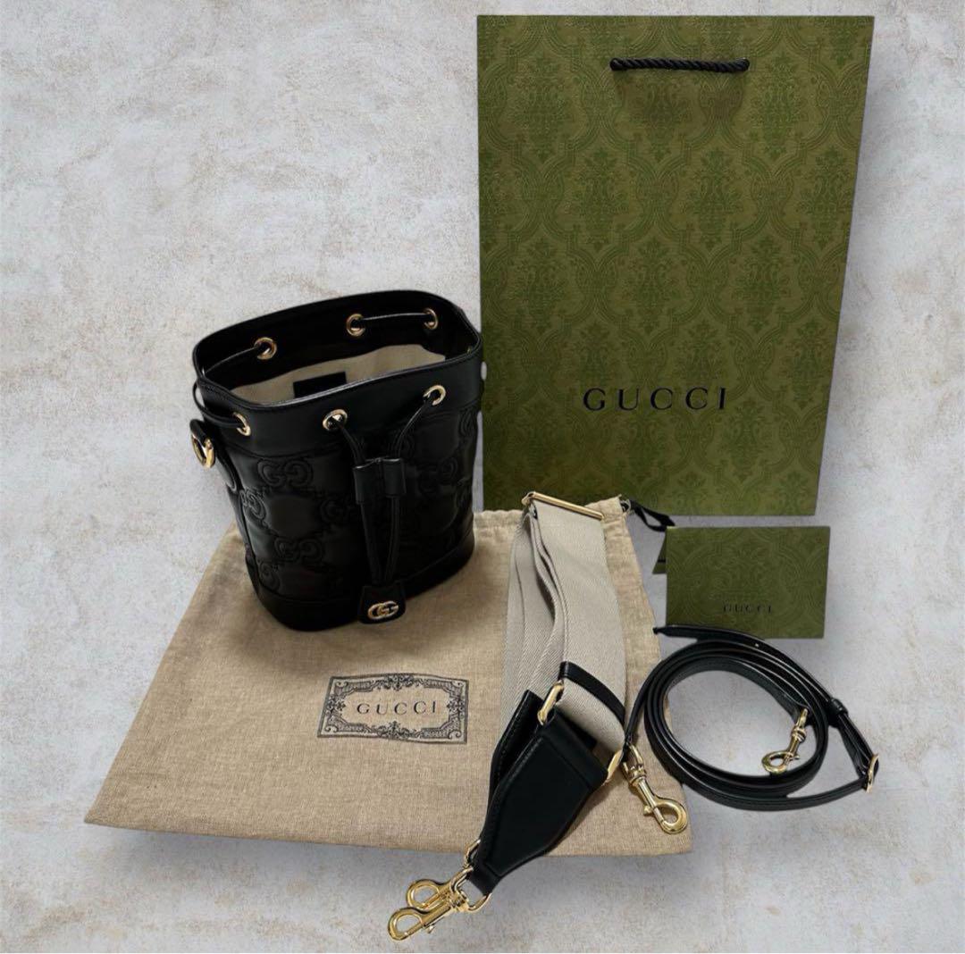 【正規品】GUCCI バケットバッグ　ショルダーバッグ　GGマトラッセ　極美品