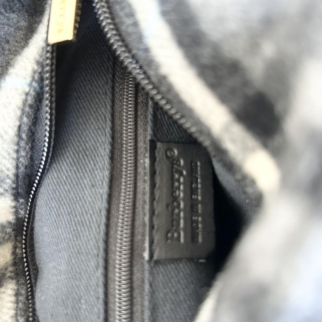 極美品 バーバリー BURBERRY ウールハンドバッグ レザー ノバチェック 画像11