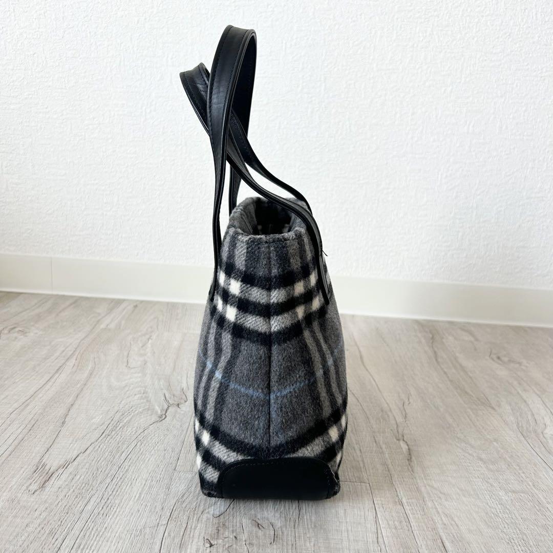 極美品 バーバリー BURBERRY ウールハンドバッグ レザー ノバチェック 画像4