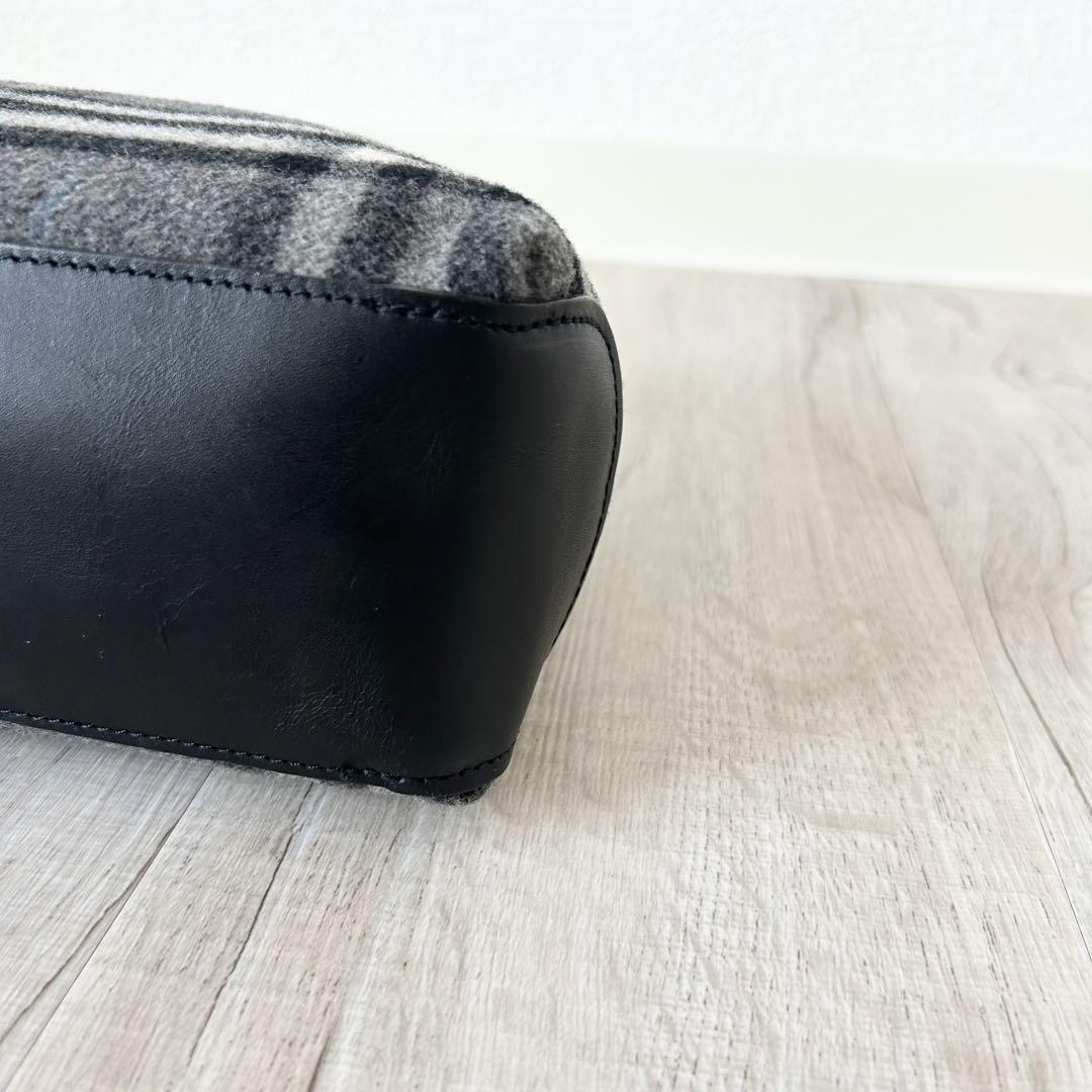 極美品 バーバリー BURBERRY ウールハンドバッグ レザー ノバチェック 画像7