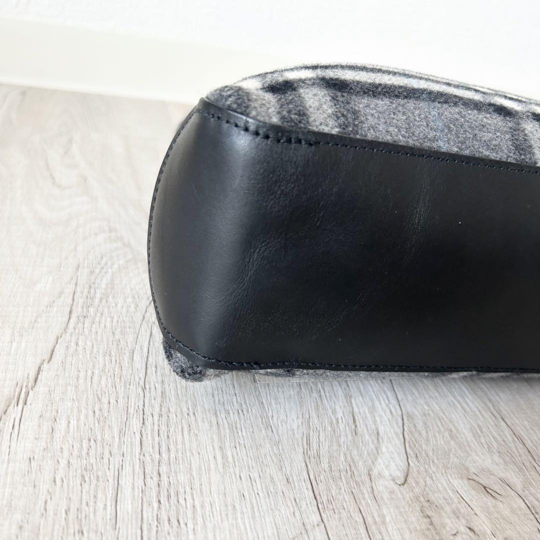 極美品 バーバリー BURBERRY ウールハンドバッグ レザー ノバチェック 画像8