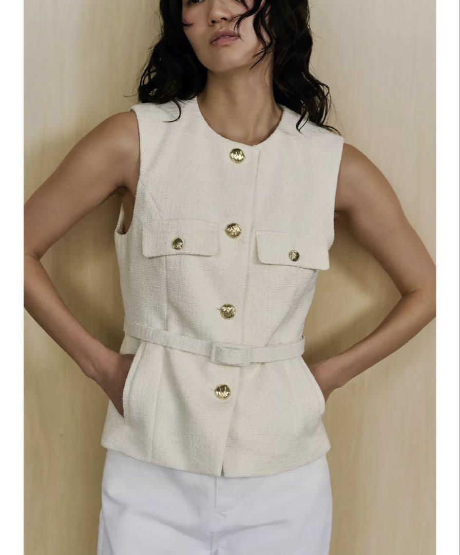 ZARA ベルト テクスチャー ベスト ZARA - ZARA ベルトテクスチャーベスト Sの通販 by lilyy's shop