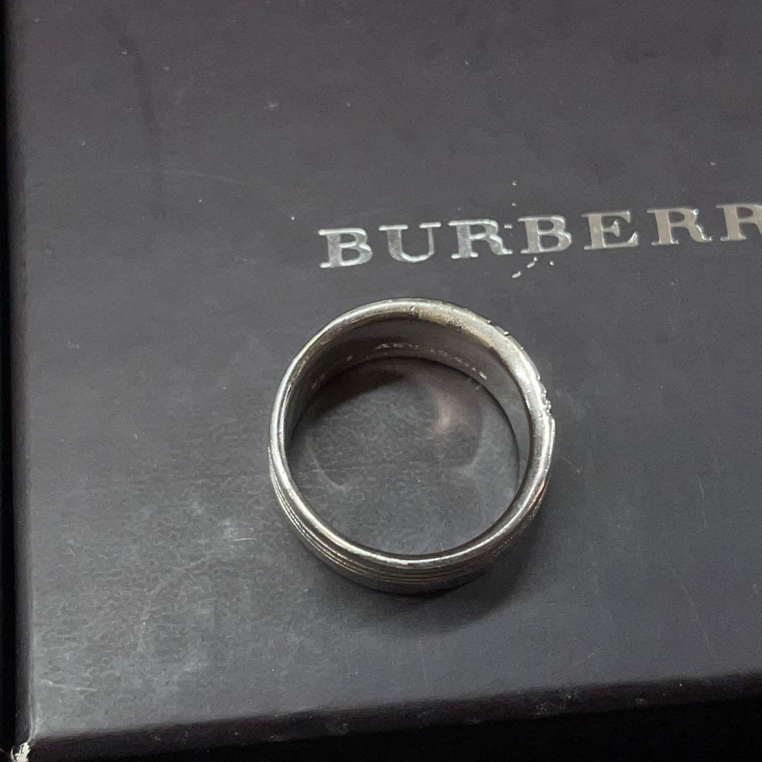3571 バーバリー シルバーリングノバチェックデザインSILVER 11号箱付