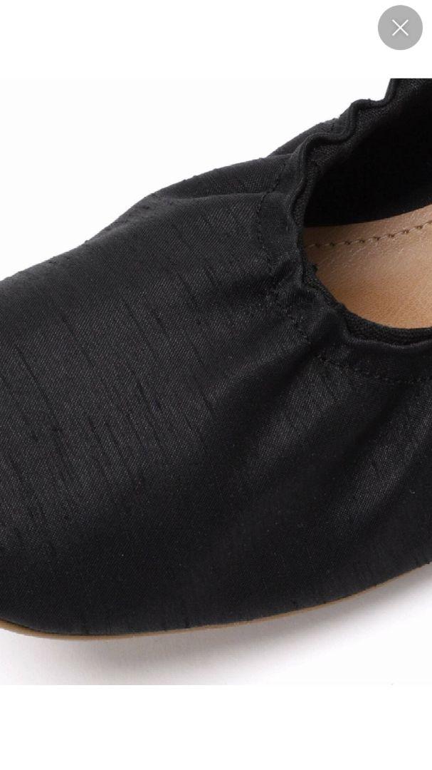美品 lENA シャンタンサテンバレエシューズ 黒
