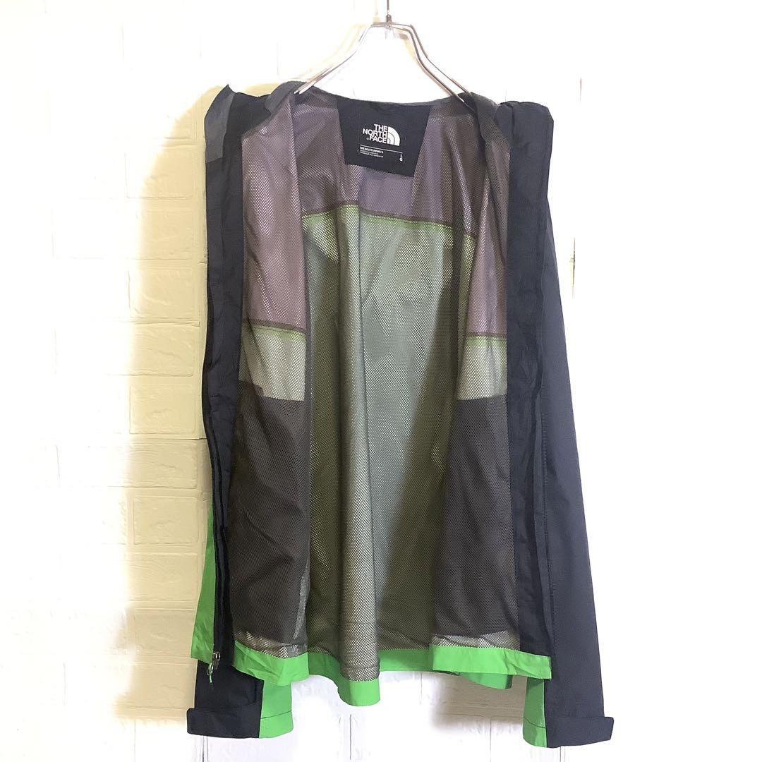 美品 ノースフェイス 薄手 マウンテンパーカー グリーン 緑 ブラック 黒 XL