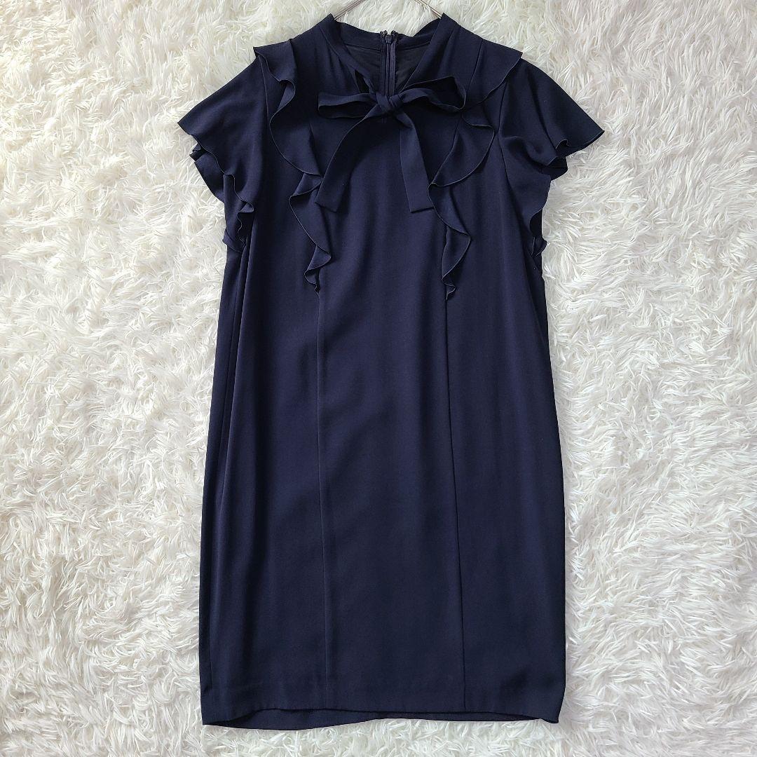 ✨️美品・現行✨️ANAYI リボン フリル ワンピース ネイビー M