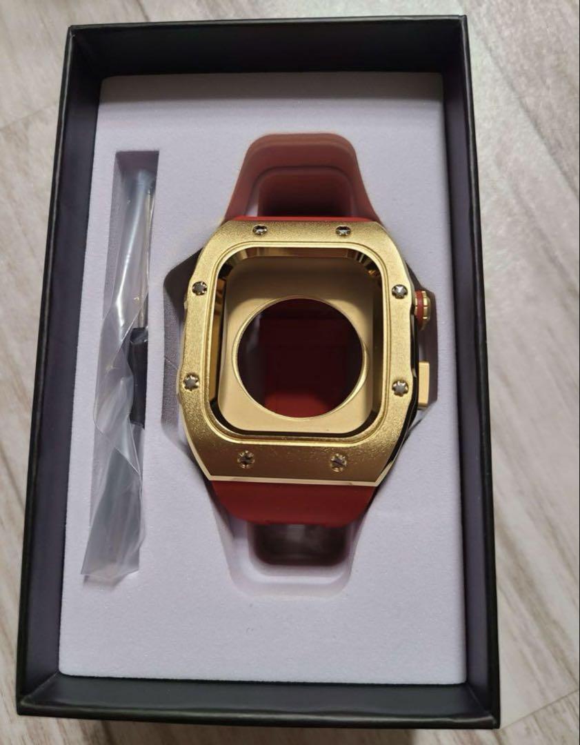 apple watch ベルト 44mm カバー 腕時計ベルト ゴールド レッド