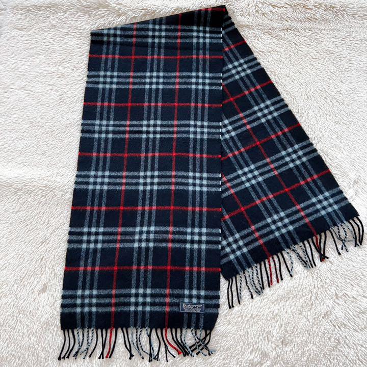 ブランド 希少美品 マフラー カシミヤ ノバチェック 旧タグ UWRVf-m61501655746 バーバリーズ オブ ロンドン ︻ション・