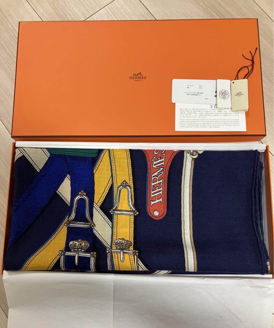 『1年保証』 一度のみ極美品 】HERMES 紺系 カヴァルカドゥール 140 カレジェアン 小物