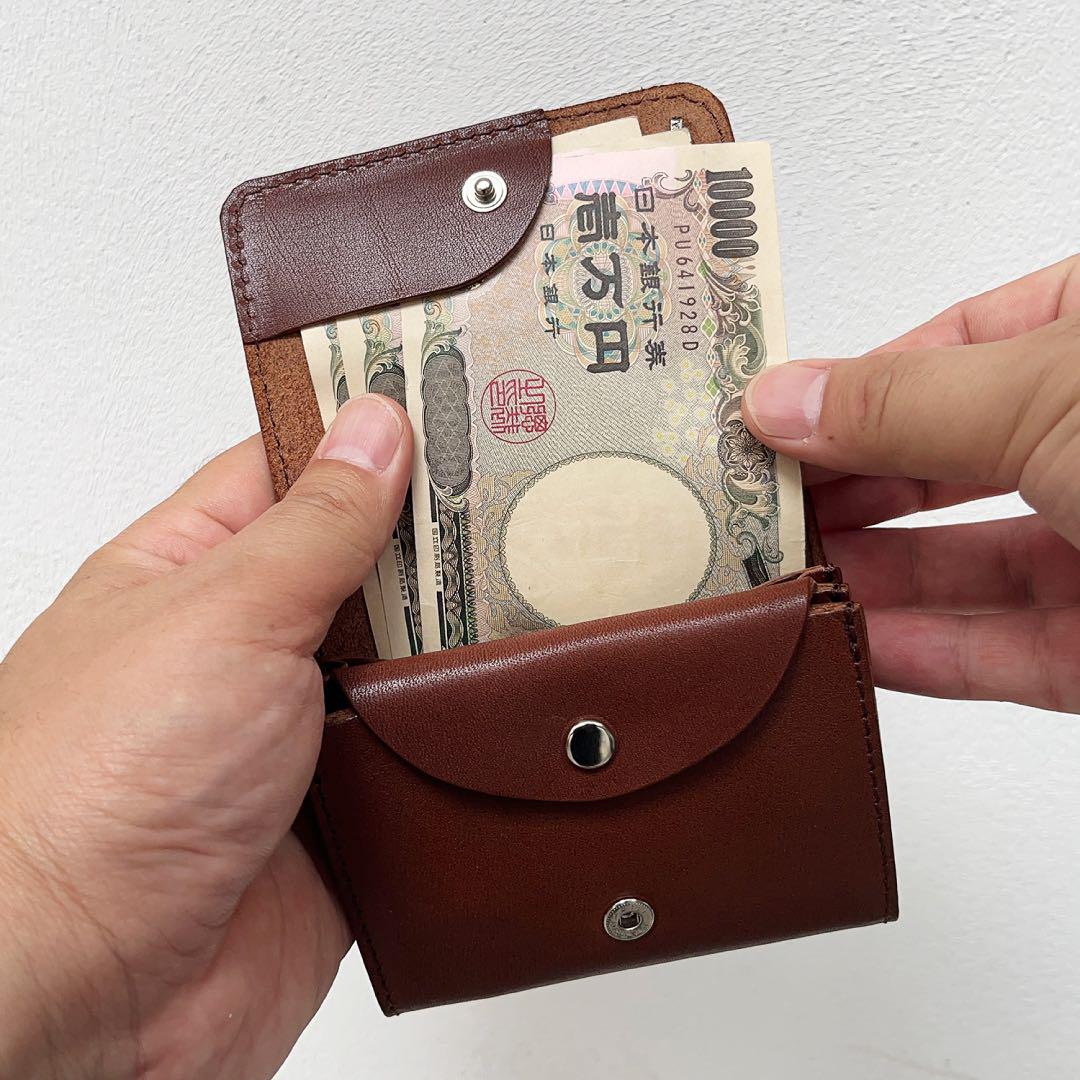 栃木レザー コンパクト財布 二つ折り財布 スタッズ財布 ミニ財布 【新品】