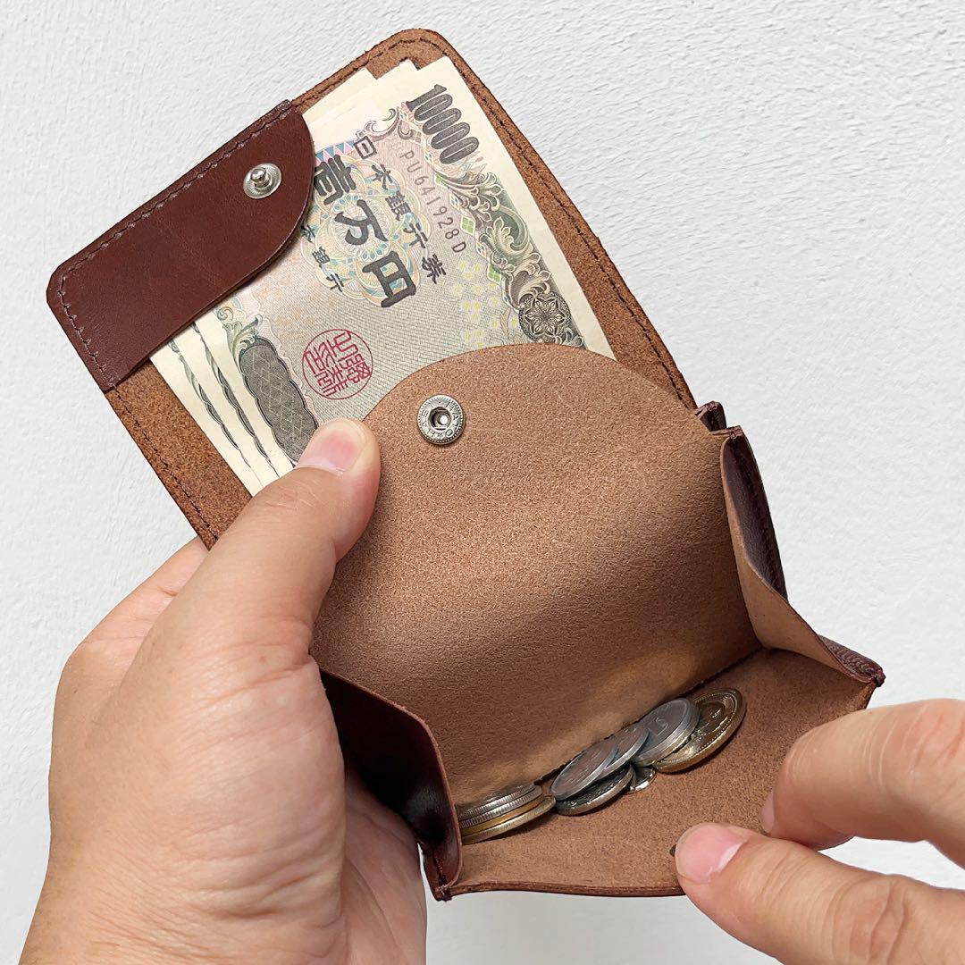 栃木レザー コンパクト財布 二つ折り財布 スタッズ財布 ミニ財布 【新品】